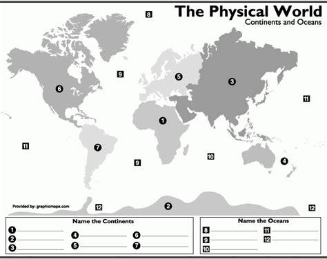 Blank Oceans And Continents Map