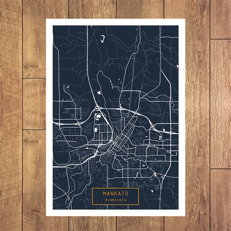 MANKATO Minnesota City Map Mankato Minnesota Art by JackTravelMap