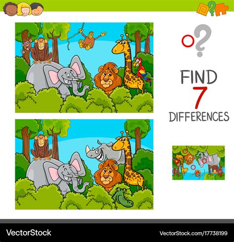 Spot The Difference Printable Animals