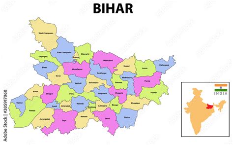 Bihar Map. bihar district map, India. Bihar, India, vector map isolated ...