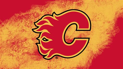 Download Calgary Flames Logo In Abstract Yellow Wallpaper | Wallpapers.com