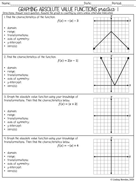 Graphing Absolute Value Functions Worksheet - Abhayjere.com