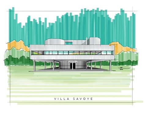 Villa Savoye Sketch - Le Corbusier | Villa savoye sketch, Architecture ...