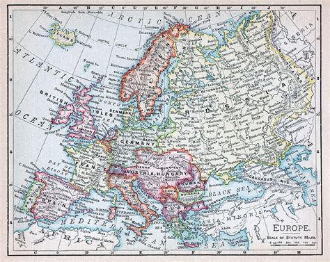 19th Century Topographic Map Of Europe Topographic Map Europe Map Map ...