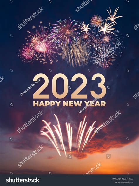 Happy Holiday Fireworks Night Sky 2023 Stock Illustration 2101763503 ...