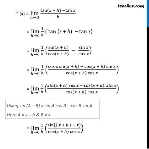 Dérivé De Tan X | Tutorax