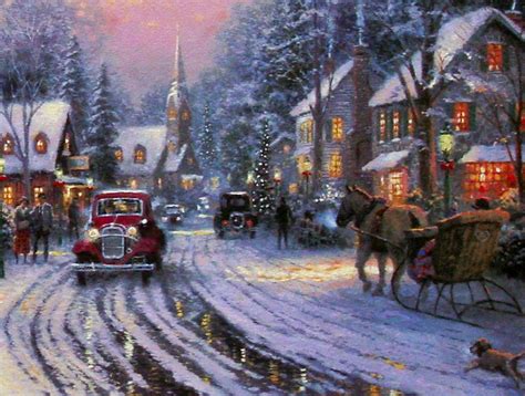 Village Christmas ("Christmas Cottage VIII") by Thomas Kinkade 25½x34 ...