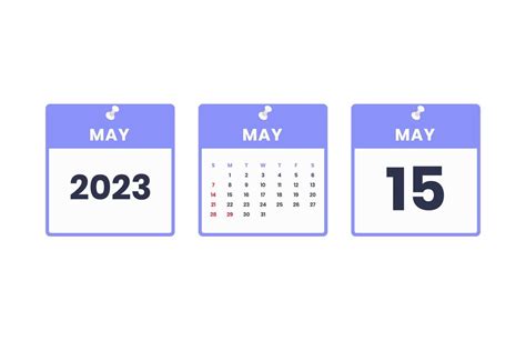 May calendar design. May 15 2023 calendar icon for schedule ...