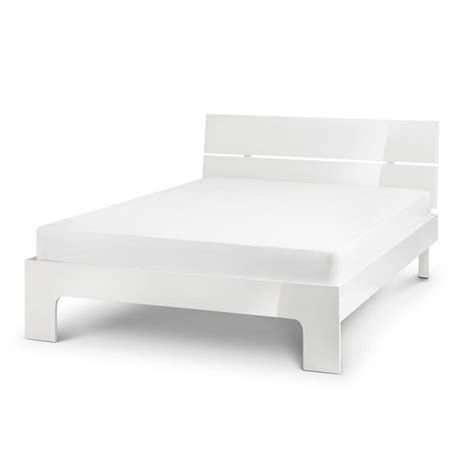 Magaly Contemporary Double Bed In White High Gloss | Furniture in Fashion