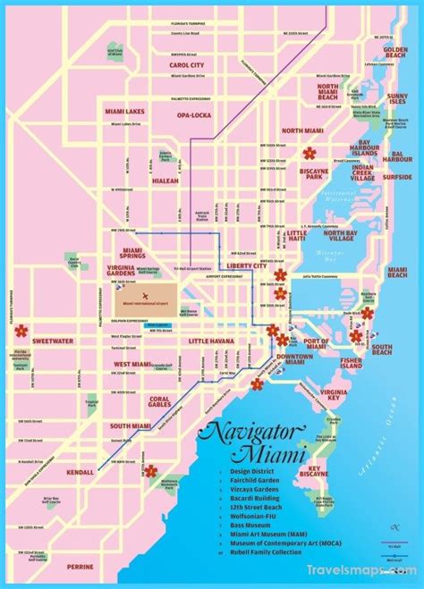 awesome Map of Miami Florida | Miami tourist, Miami map, Map of miami ...