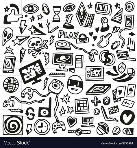 Computer games - doodles set Royalty Free Vector Image