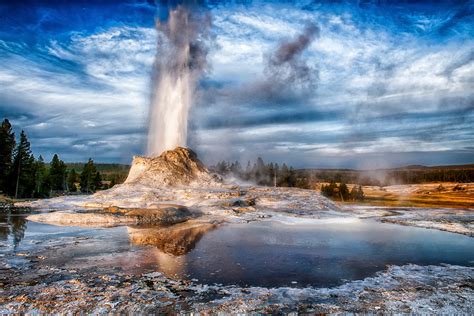 nature, Landscape, Trees, Geysers, Water, Wyoming, USA, Water Drops ...