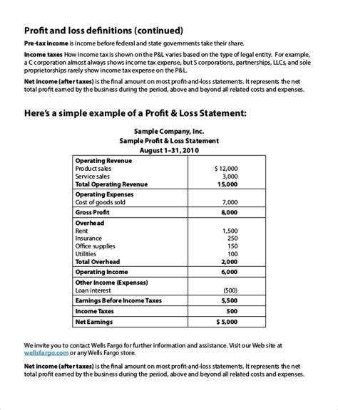 FREE 8+ Sample Profit Loss Statement Templates in PDF | Excel