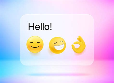 Hello message. Chat message with cute emojis. Vector 3d illustration ...