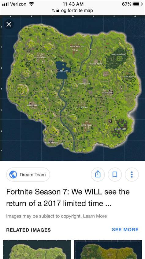 The OG fortnite map only had columns of A through G and rows of 1 ...