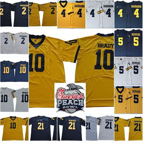 2021 Mens NCAA Michigan Wolverines Tom Brady Jersey Charles Woodson ...