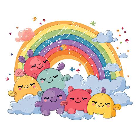 Beautiful rainbow and cartoon collection. Cute rainbows with cartoon ...