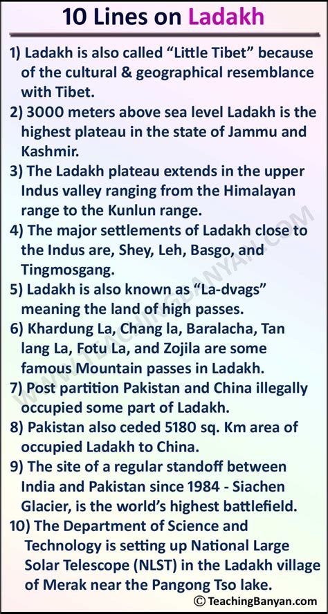 10 Lines on Ladakh for Children and Students