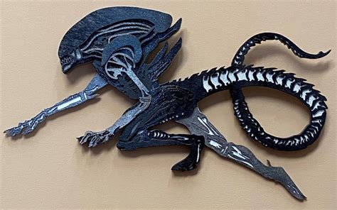 Alien Xenomorph, Wooden Sculpture, Original Art, Wall Hanging, Gothic ...