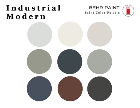 Industrial Modern Style Paint Color Behr Paint Palette - Etsy