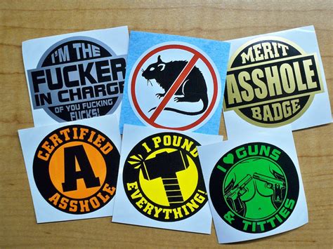 6-pack Funny Hard Hat Stickers Fker In Charge Bossman | Etsy