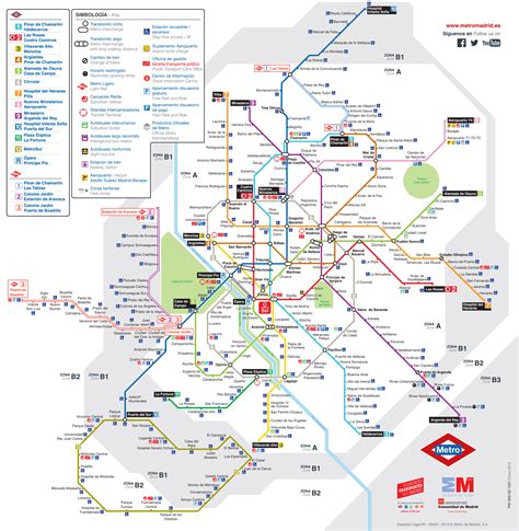 Map of Madrid subway, underground & tube (metro): stations & lines