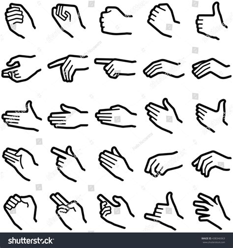 Hand Icon Collection Vector Outline Illustration Stock Vector (Royalty ...