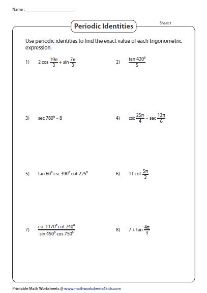 Degrees To Radians Worksheet