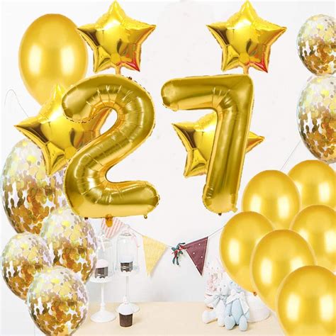 27th Birthday Decorations Party Supplies,27th Birthday Balloons Gold ...