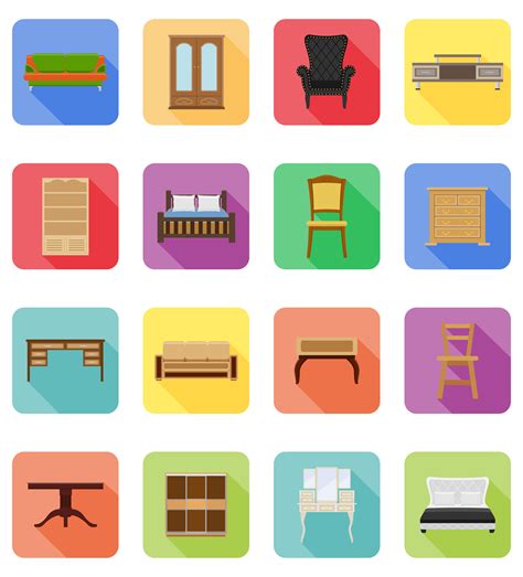 furniture set flat icons vector illustration 509983 Vector Art at Vecteezy