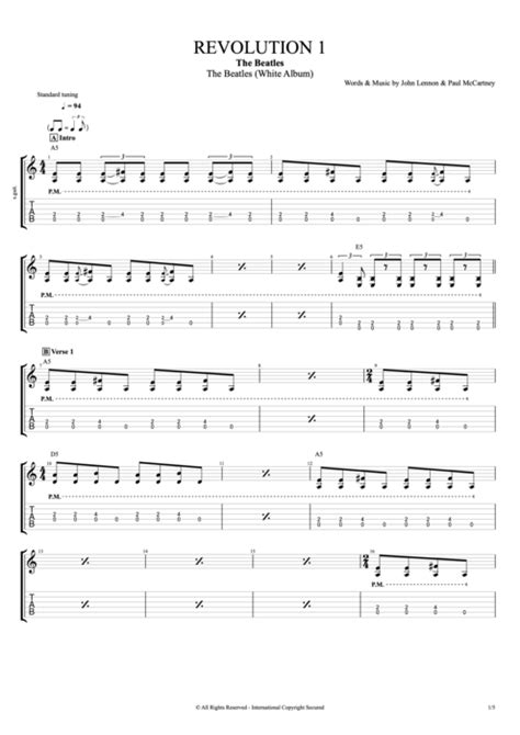 Revolution 1 by The Beatles - Full Score Guitar Pro Tab | mySongBook.com