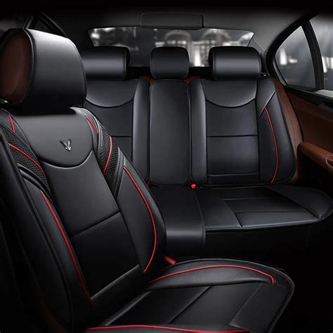 (Front+Rear) 6D PU Leather Black Car Seat Covers Car Styling For 5 ...