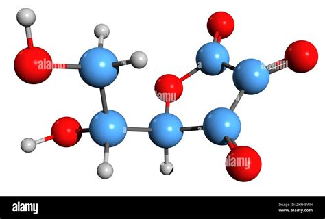 3D image of Dehydroascorbic acid skeletal formula - molecular chemical ...