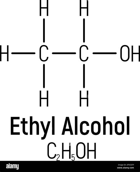 Ethyl spirit alcohol concept chemical formula icon label, text font ...