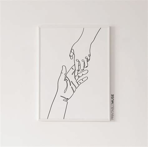 #Holding #Hands #Together #Minimal #Art Print, #Black And White # ...