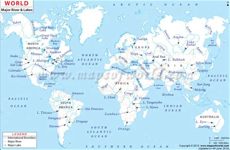 rivers of the world map pdf - Google Search | Us world map, World ...