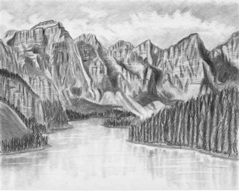 How to Draw Mountains Near a Beautiful Lake - Let's Draw Today