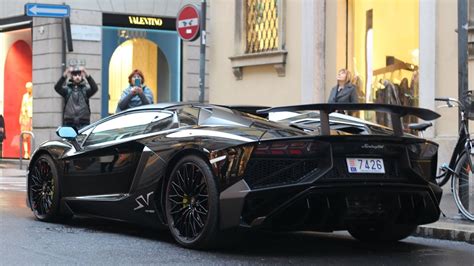 Black Lamborghini Aventador SV Roadster in Milan!!! - YouTube