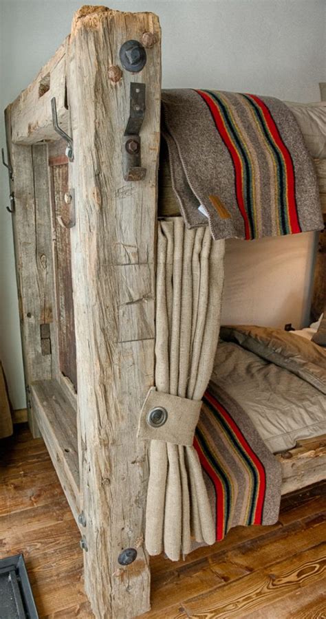 Reclaimed Beam Bunk beds with Steel or Galvanized metal. Burlap ...