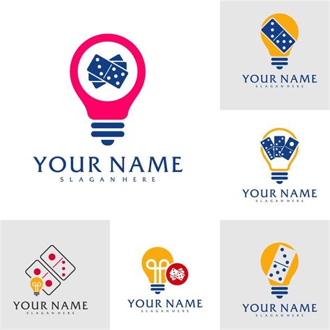 Set of Bulb Domino logo vector template, Creative Domino logo design ...