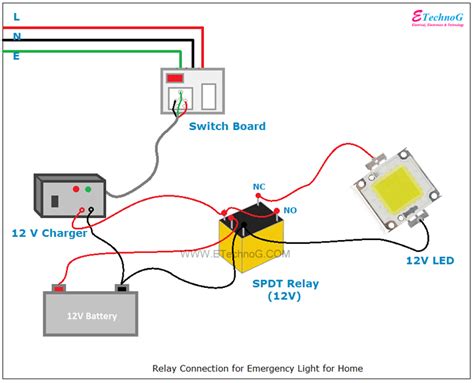 Relay Connection and Wiring Diagram for Emergency Light - ETechnoG