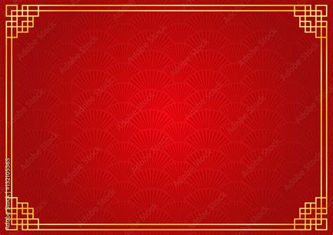 chinese new year background with golden border, abstract oriental ...