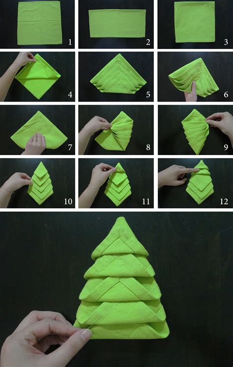 Napkin folding christmas tree | Christmas napkin folding, Christmas ...