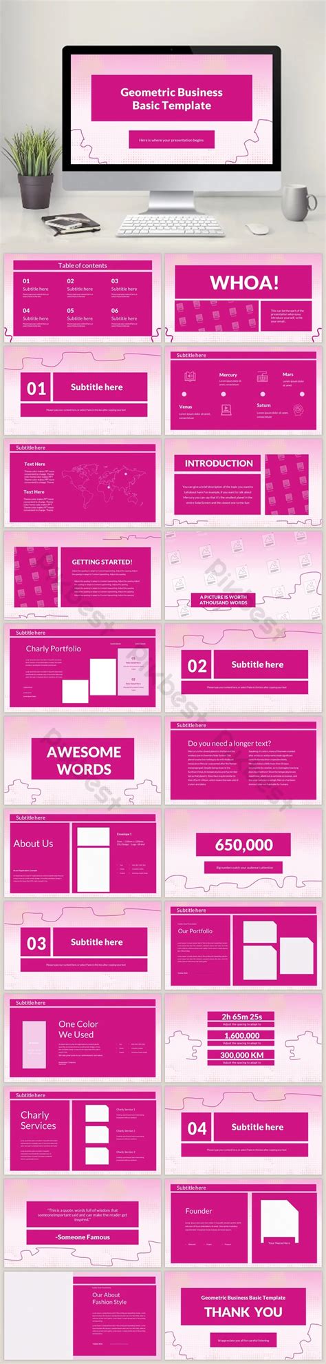 Geometric Business Basic Template Pink PowerPoint | PPTX Template Free ...