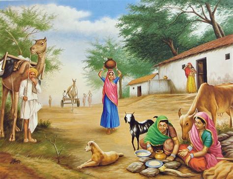 Village Scene | Scene, Indian art and Paintings