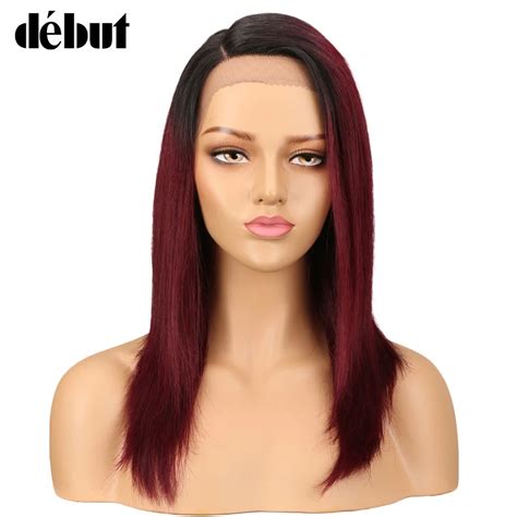 Debut 20 Inch Remy Brazilian Lace Front Human Hair Wigs Silky Straight ...