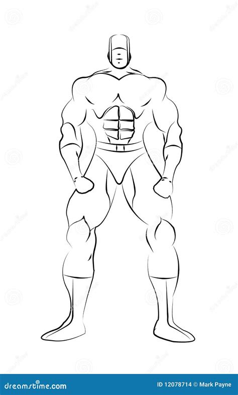 Male Superhero Line Drawing Template Stock Images - Image: 12078714