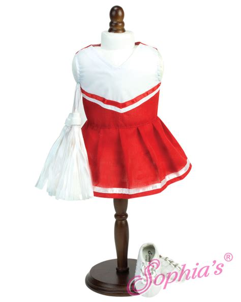 Red Cheerleader Dress & Pom Poms Fits 18″ American Girl – Doll Peddlar