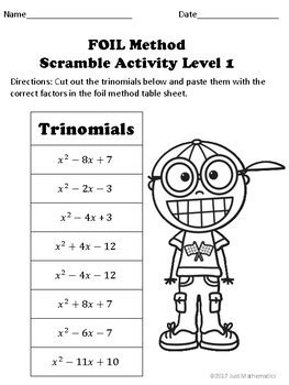 FOIL Method by Math Club | Teachers Pay Teachers