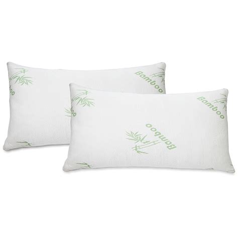 2 Pack Bamboo Memory Foam Bed Pillow Queen Size Hypoallergenic Cool ...